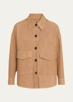 ArmaKaylee Button-Down Lambskin Suede Jacket