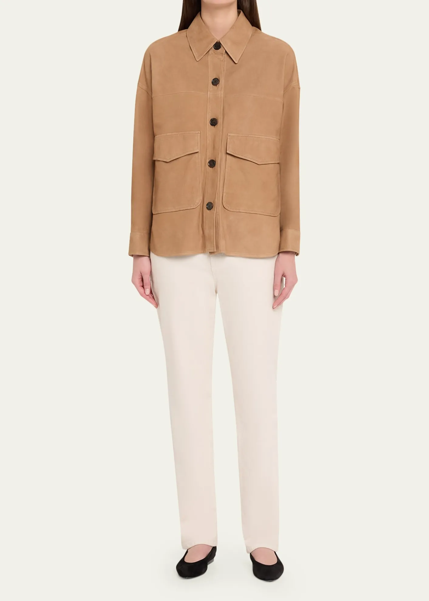 ArmaKaylee Button-Down Lambskin Suede Jacket