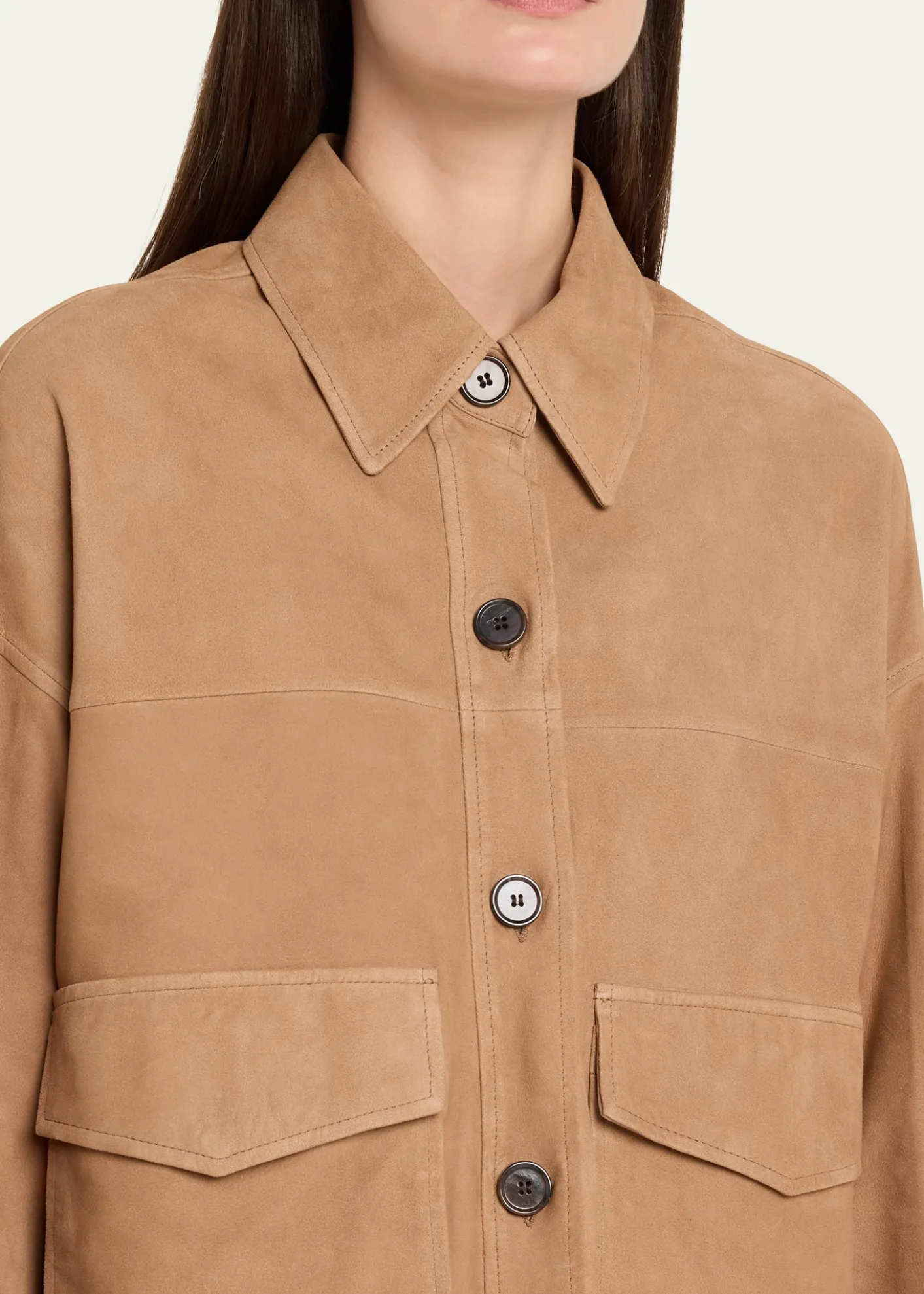 ArmaKaylee Button-Down Lambskin Suede Jacket