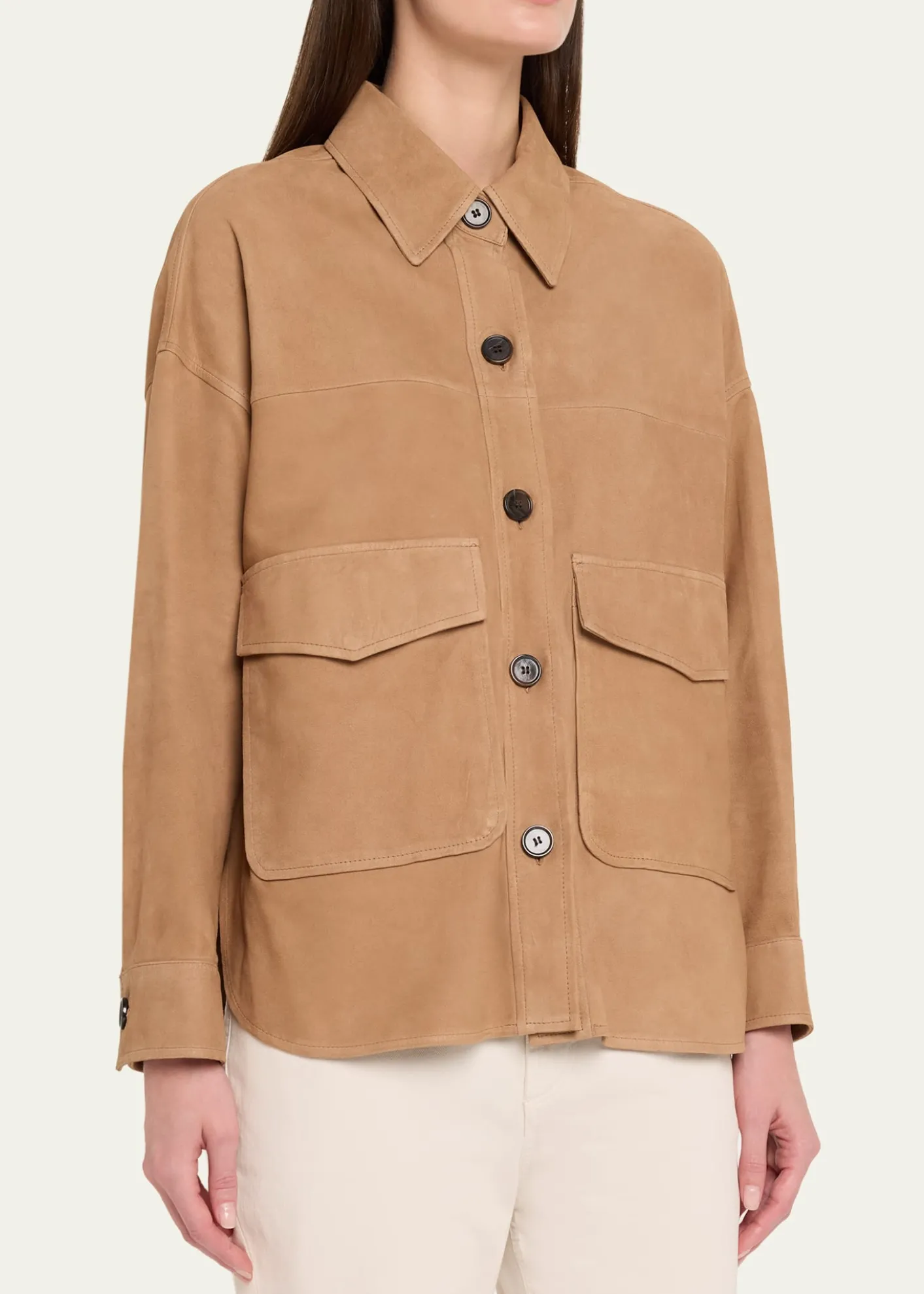 ArmaKaylee Button-Down Lambskin Suede Jacket