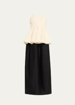 ASHLYNAmell Persimmon Wool-Taffeta Peplum Maxi Dress