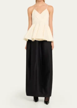 ASHLYNAmell Persimmon Wool-Taffeta Peplum Maxi Dress