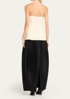ASHLYNAmell Persimmon Wool-Taffeta Peplum Maxi Dress