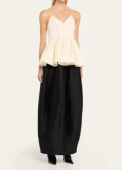 ASHLYNAmell Persimmon Wool-Taffeta Peplum Maxi Dress
