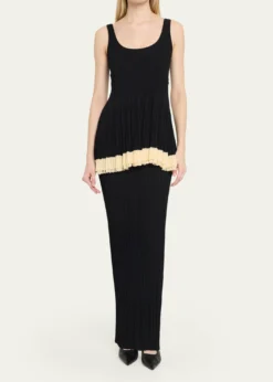 ASHLYNKishi Sleeveless Pleated Knit Layered Dress