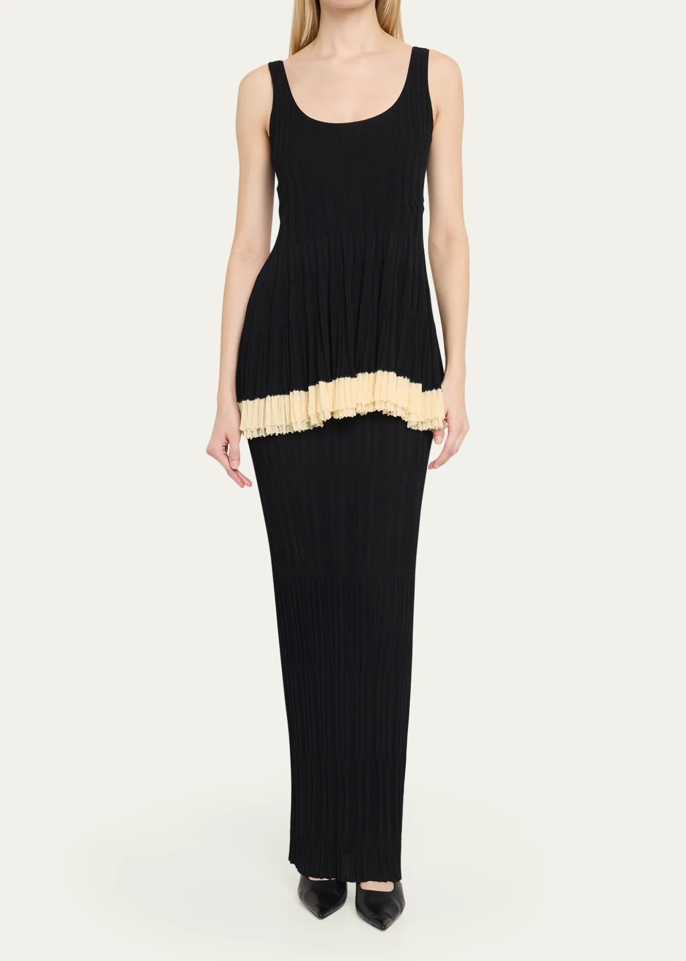 ASHLYNKishi Sleeveless Pleated Knit Layered Dress