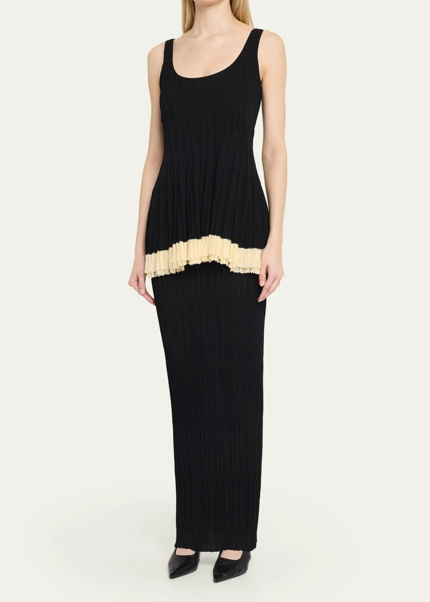 ASHLYNKishi Sleeveless Pleated Knit Layered Dress