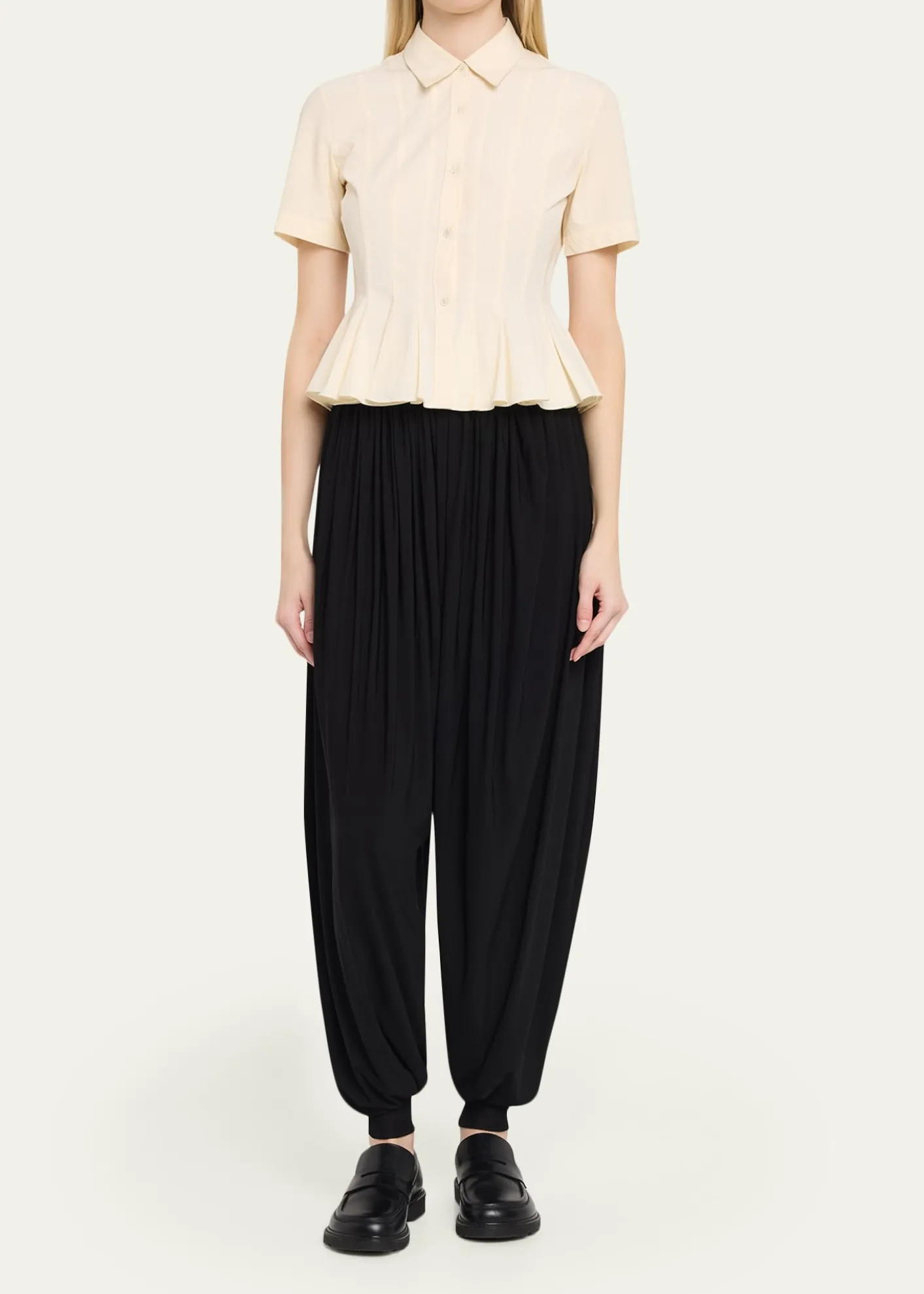 ASHLYNLulu Pleated Peplum Button-Down Shirt
