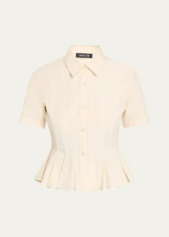 ASHLYNLulu Pleated Peplum Button-Down Shirt