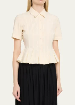 ASHLYNLulu Pleated Peplum Button-Down Shirt