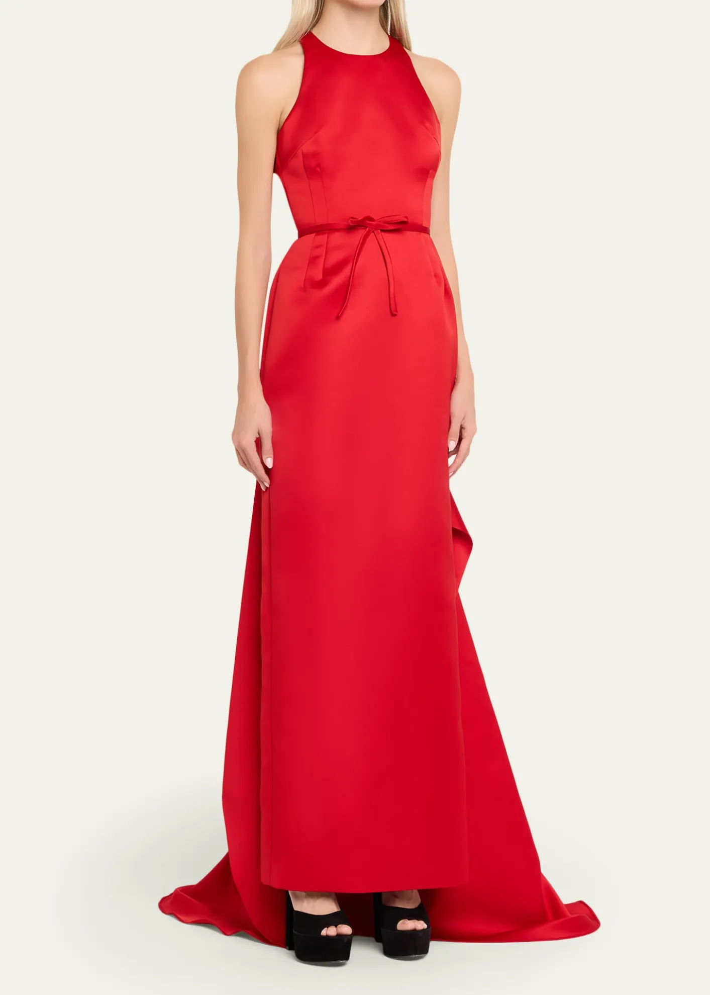 Atelier Prabal GurungCaroline Satin Halter Column Gown With Detachable Train