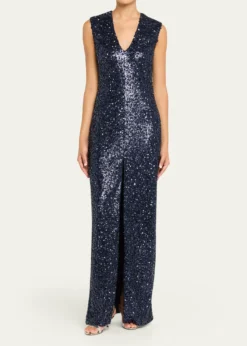 Atelier Prabal GurungEva Sequined Sleeveless Column Gown