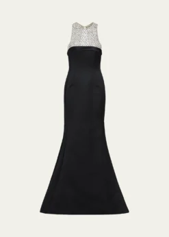 Atelier Prabal GurungHunter Crystal And Satin Halter Trumpet Gown