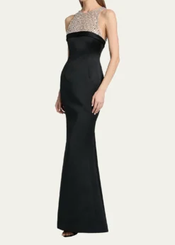 Atelier Prabal GurungHunter Crystal And Satin Halter Trumpet Gown