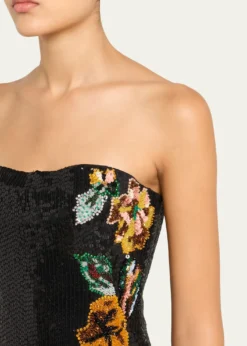 Atelier Prabal GurungShalom Strapless Floral Sequined Gown