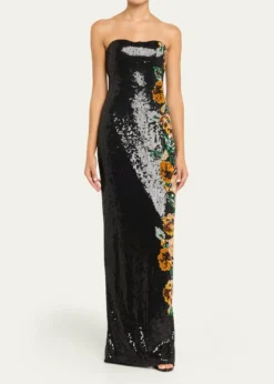 Atelier Prabal GurungShalom Strapless Floral Sequined Gown