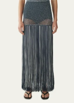 AtterseePalomar Crochet Fringe-Trim Maxi Skirt