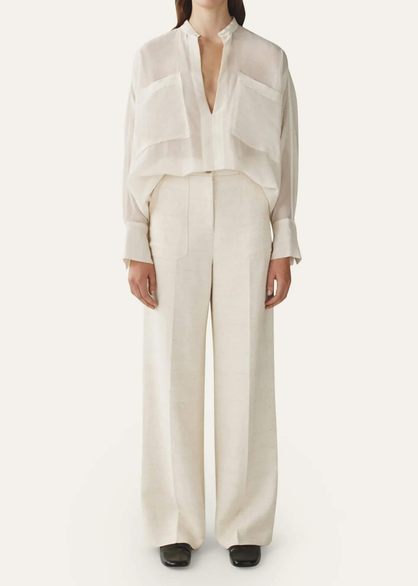 AtterseeSheer Cotton Voile Oversized Utility Shirt