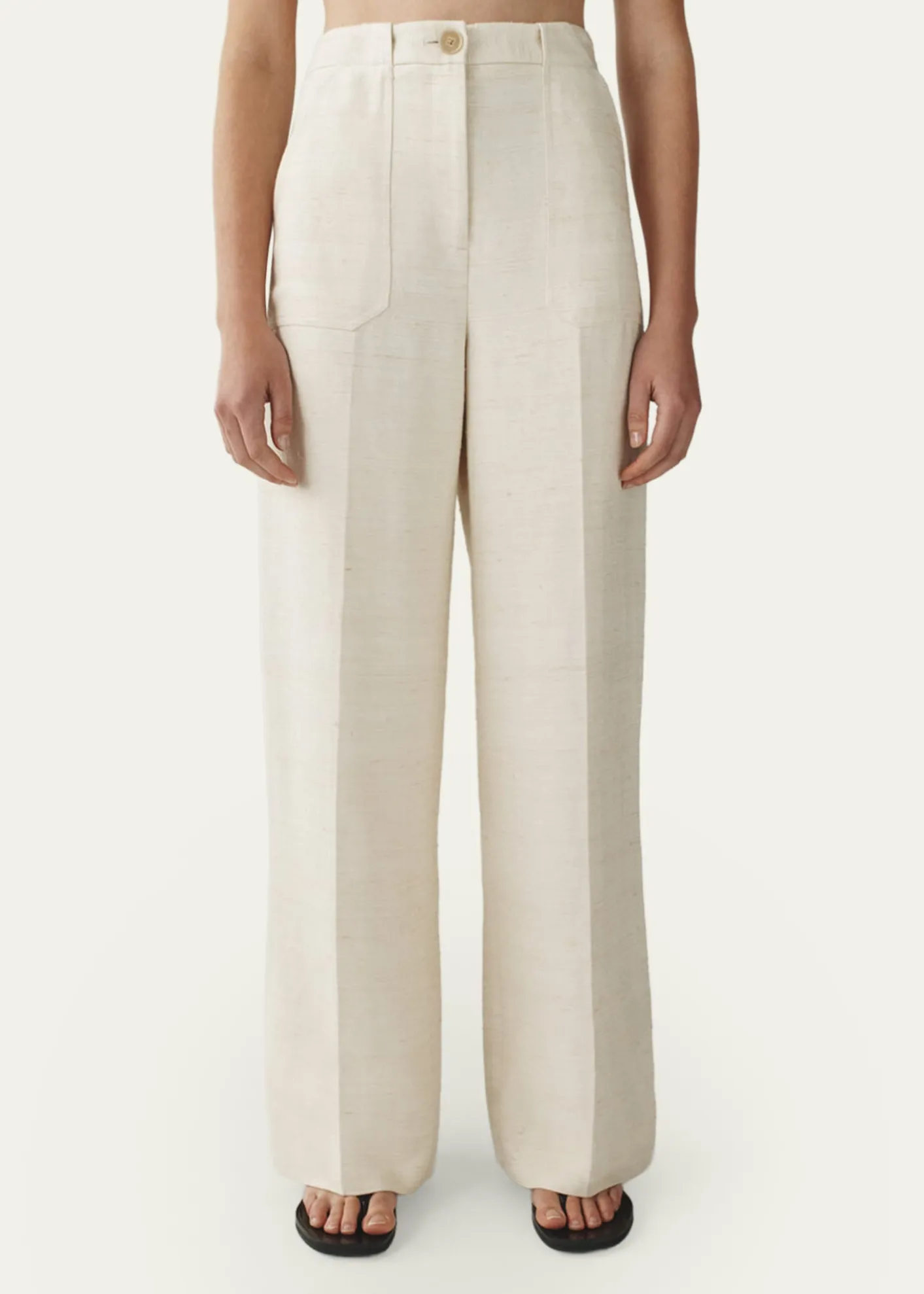 AtterseeSilk-Linen Wide-Leg Utility Trousers