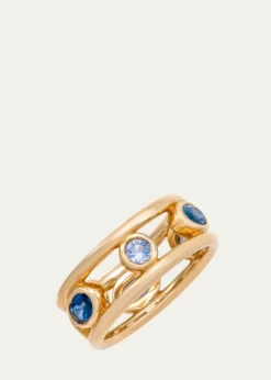 Audrey C. Jewels14K Yellow Gold Crown Ring with Ombre Blue Sapphires