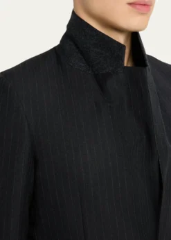 AURALEEMen's Wool Hairline Stripe Two-Button Sport Coat