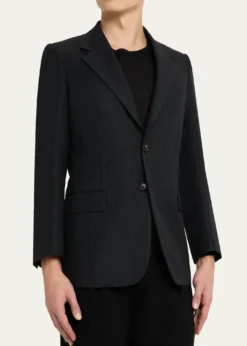 AURALEEMen's Wool Hairline Stripe Two-Button Sport Coat