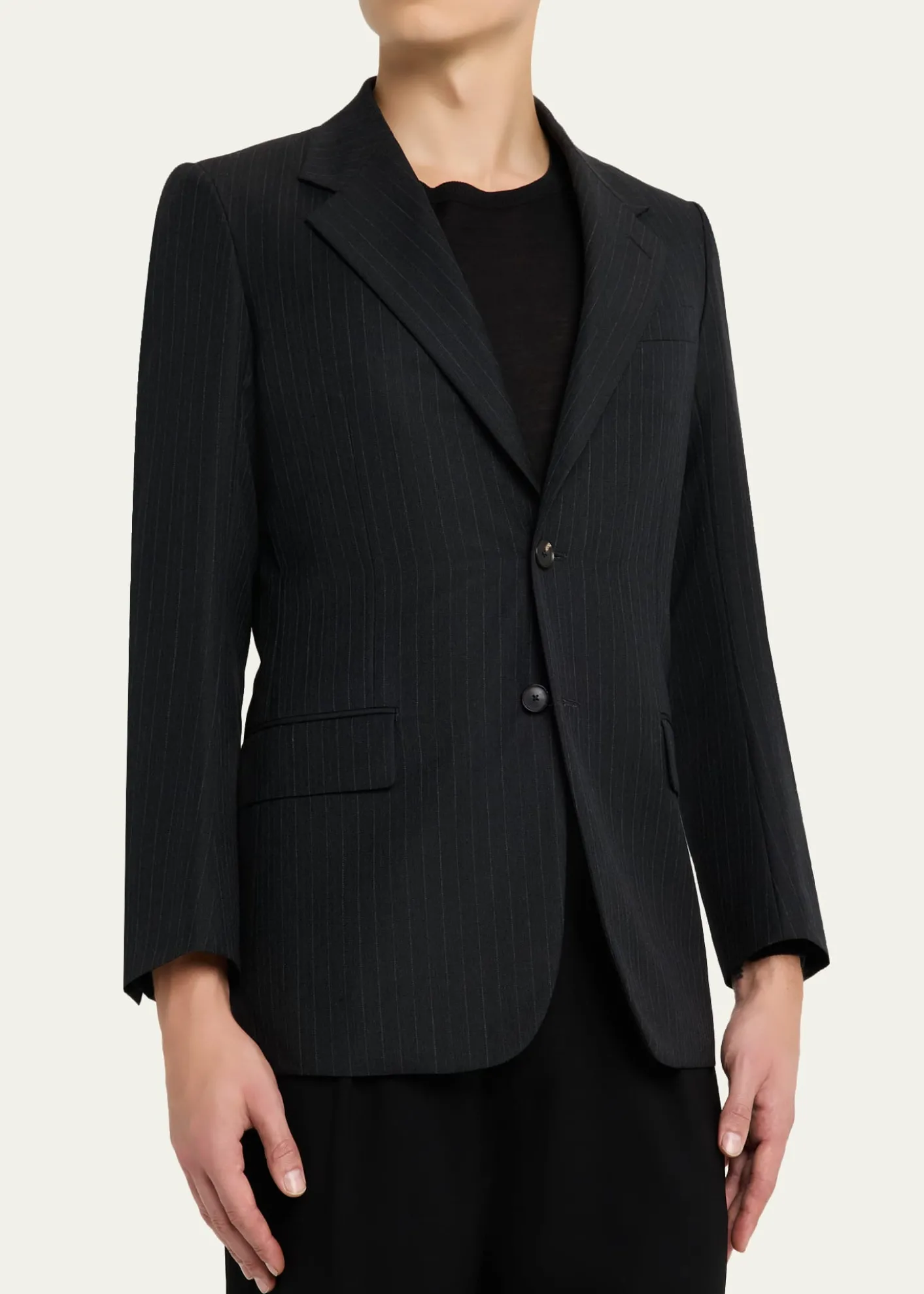 AURALEEMen's Wool Hairline Stripe Two-Button Sport Coat