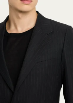 AURALEEMen's Wool Hairline Stripe Two-Button Sport Coat
