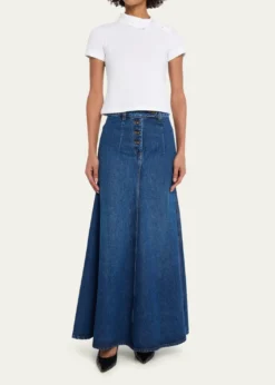 A.W.A.K.E. MODECut-Out Denim Maxi Skirt