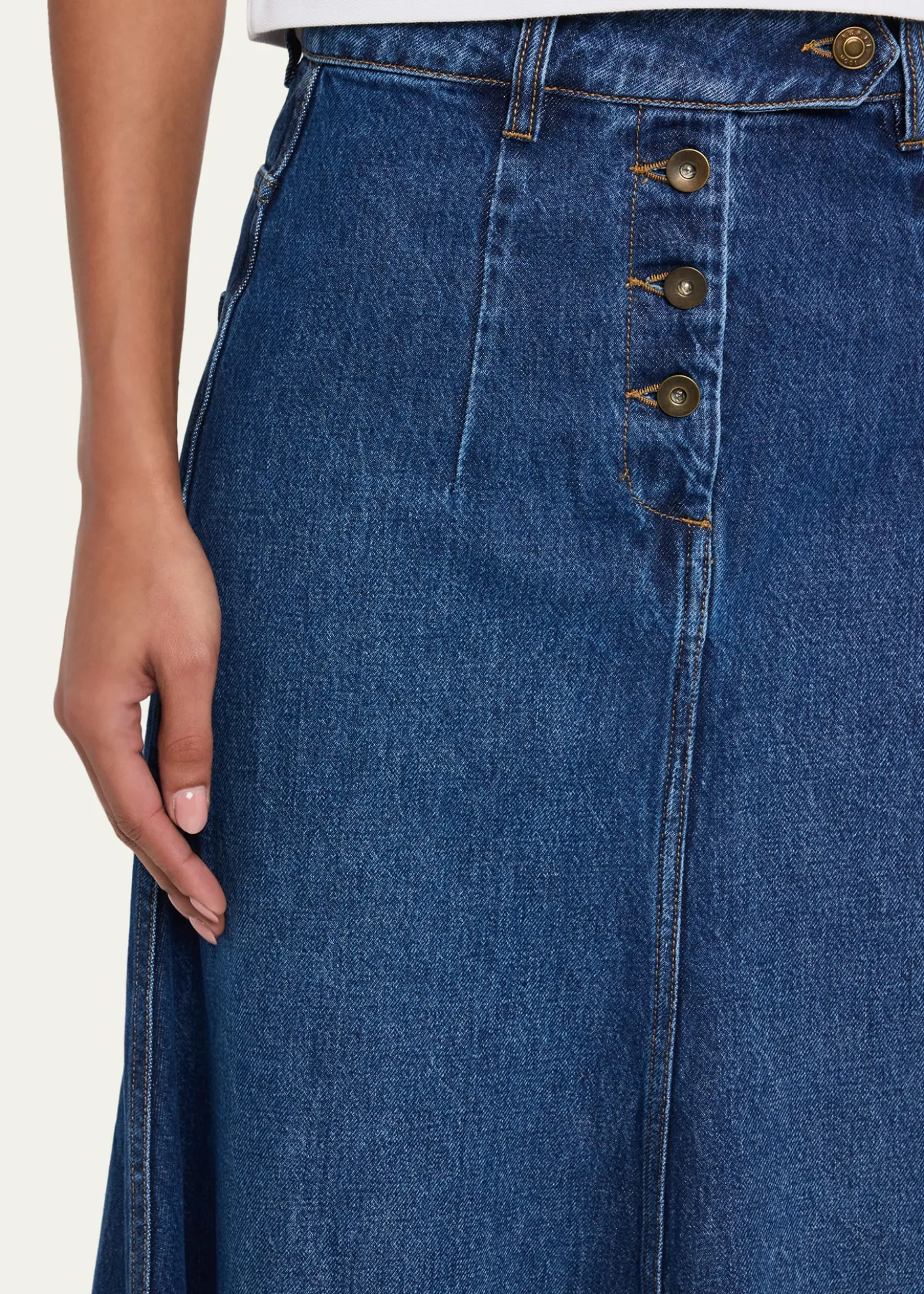 A.W.A.K.E. MODECut-Out Denim Maxi Skirt