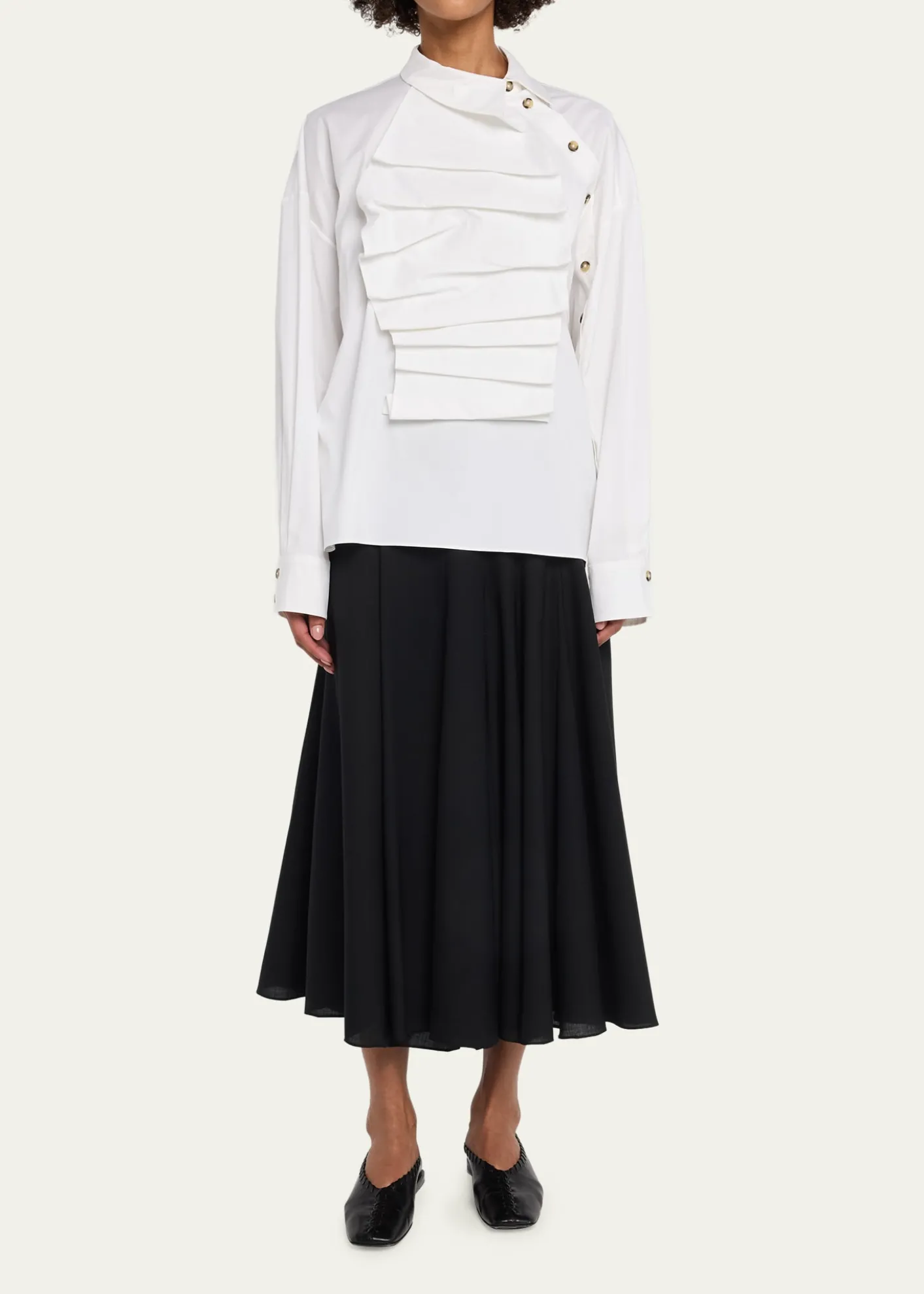 A.W.A.K.E. MODELong-Sleeve Poplin Bib Top