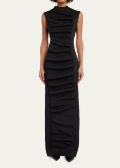 A.W.A.K.E. MODERuffled Bib Maxi Dress