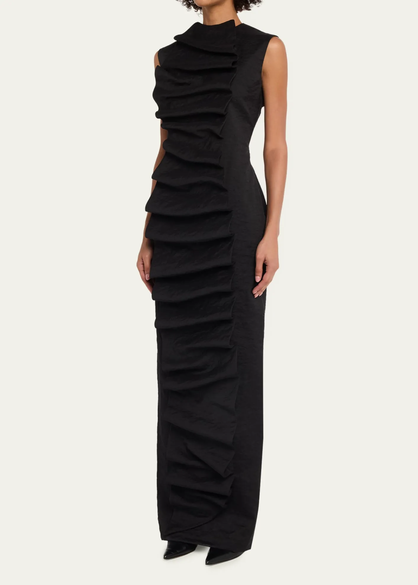 A.W.A.K.E. MODERuffled Bib Maxi Dress