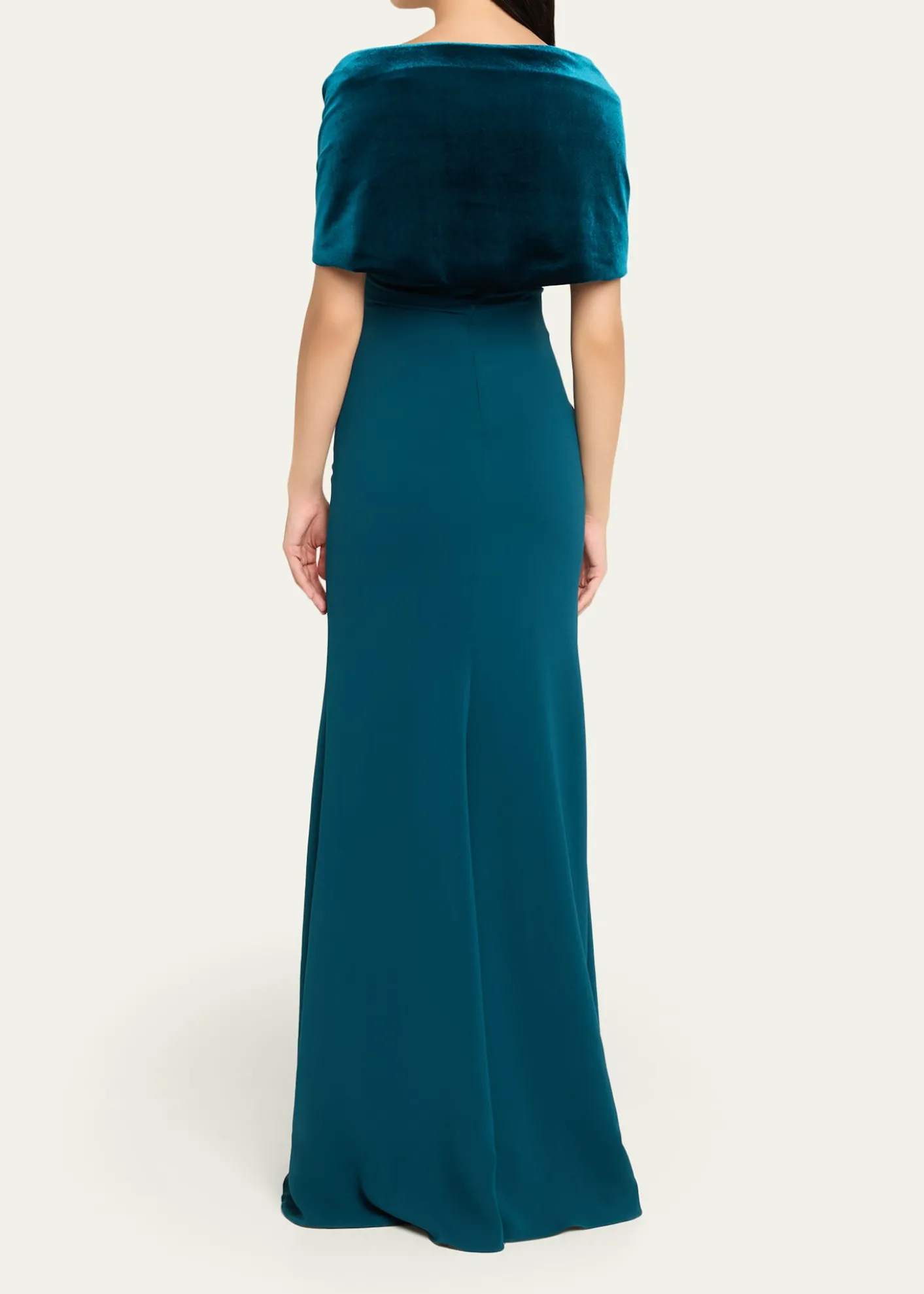 Badgley MischkaA-Line Sweetheart Gown with Velvet Cape
