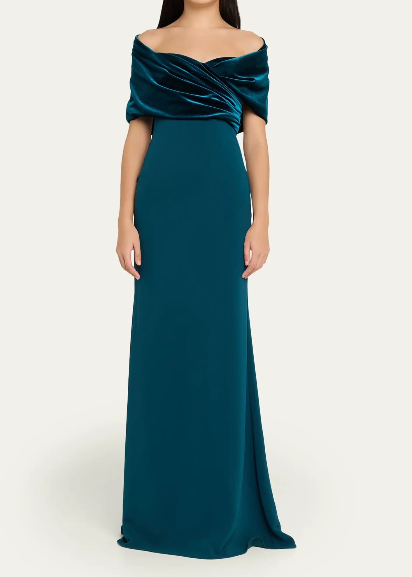 Badgley MischkaA-Line Sweetheart Gown with Velvet Cape