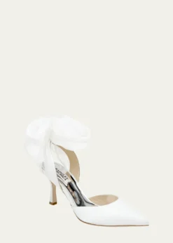 Badgley MischkaBlaze Satin Ankle-Wrap Halter Pumps