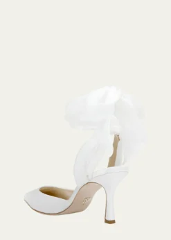 Badgley MischkaBlaze Satin Ankle-Wrap Halter Pumps