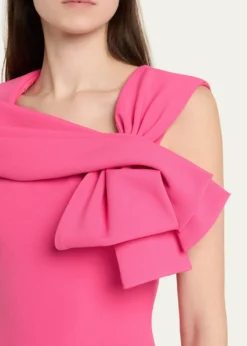 Badgley MischkaBow-Front Midi Sheath Dress