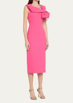 Badgley MischkaBow-Front Midi Sheath Dress
