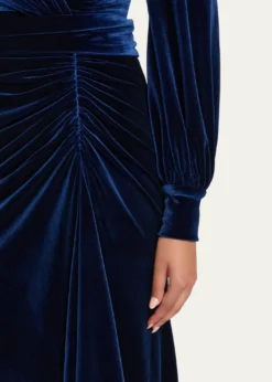 Badgley MischkaPleated A-Line Velvet Gown