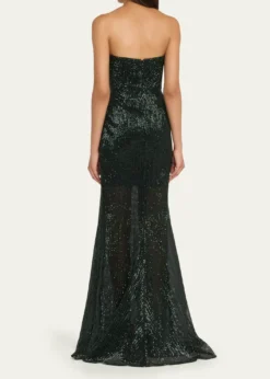 Badgley MischkaStrapless Bow-Front Sequin Gown