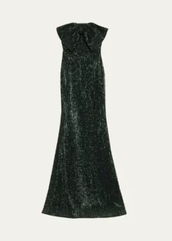 Badgley MischkaStrapless Bow-Front Sequin Gown