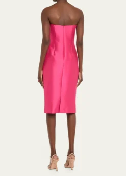 Badgley MischkaStrapless Bow-Front Mikado Midi Dress
