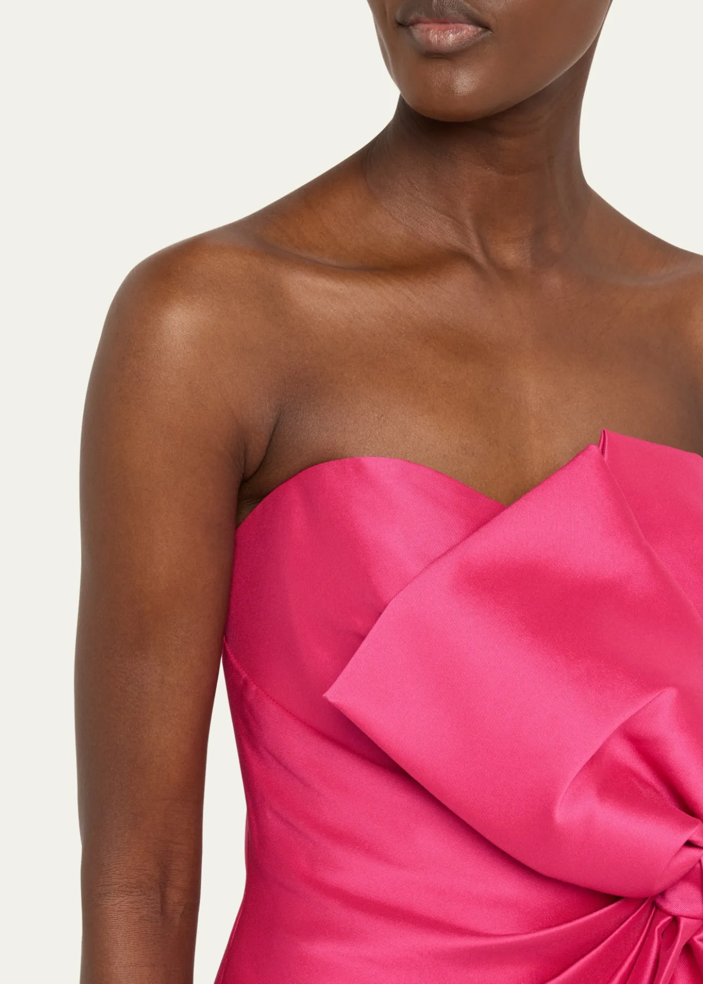 Badgley MischkaStrapless Bow-Front Mikado Midi Dress