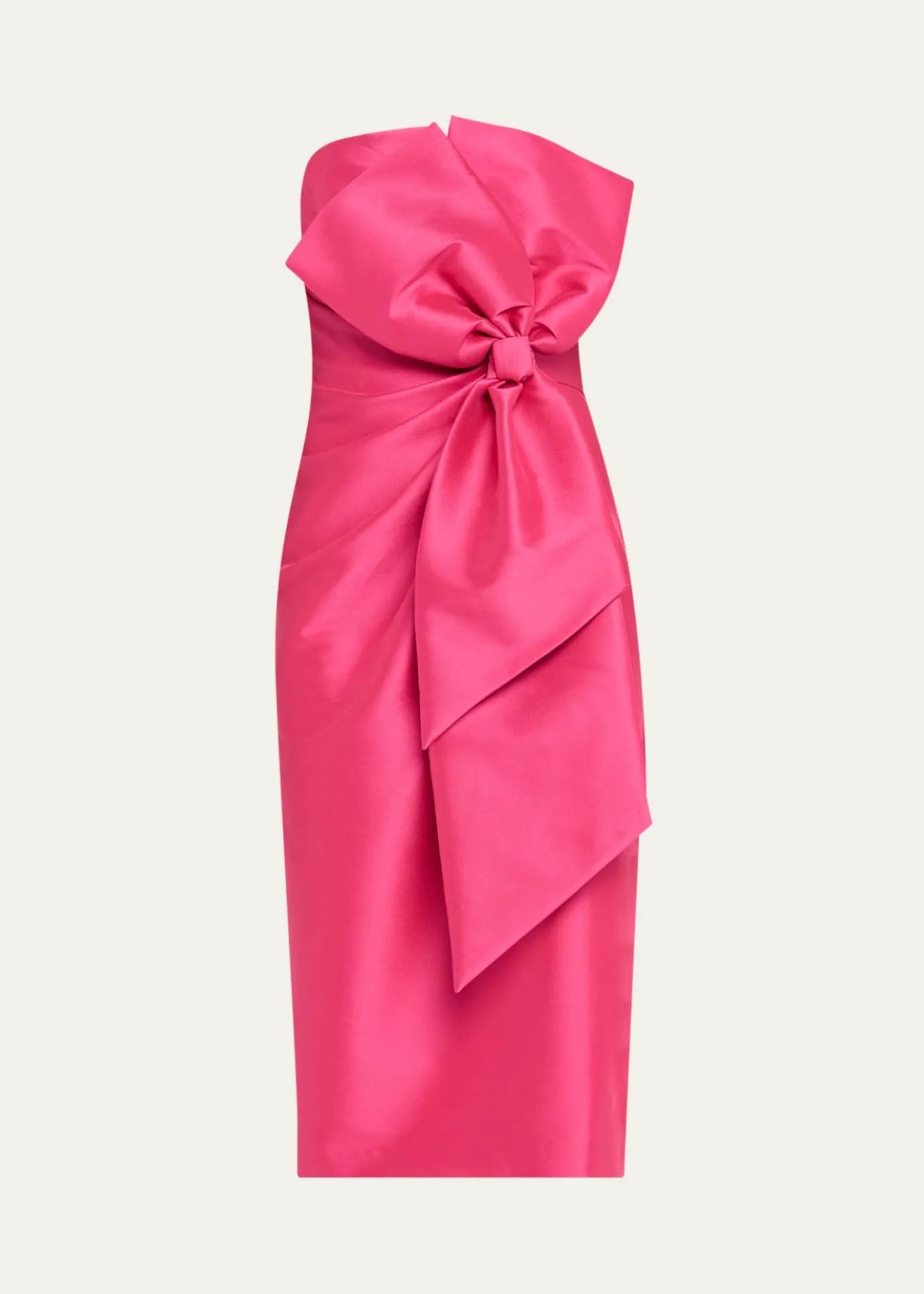 Badgley MischkaStrapless Bow-Front Mikado Midi Dress