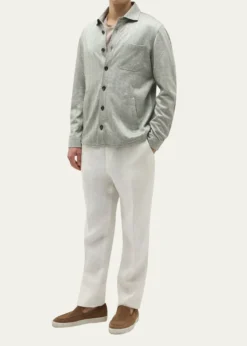 BaldassariMen's Linen, Silk and Cotton Herringbone Overshirt