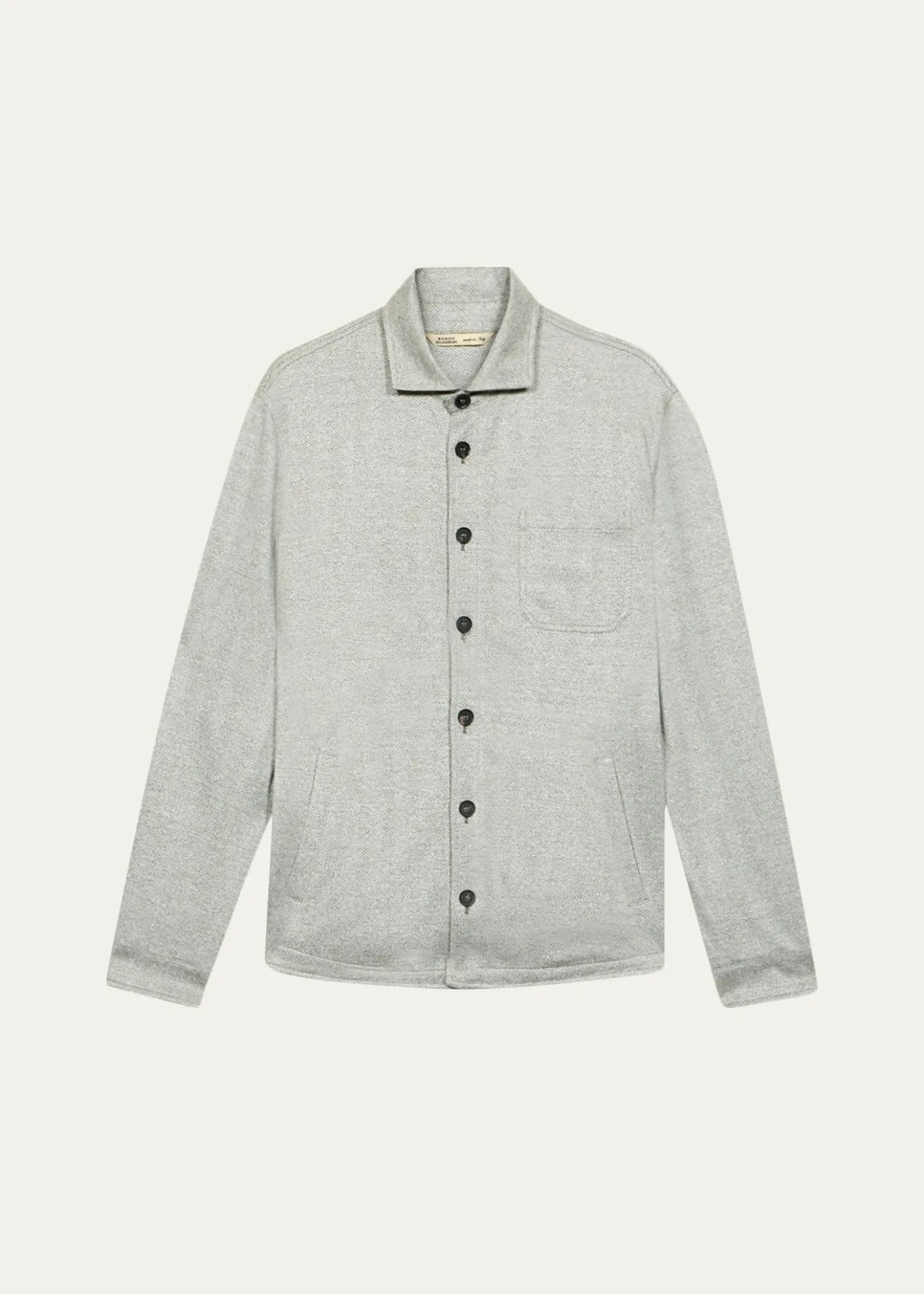 BaldassariMen's Linen, Silk and Cotton Herringbone Overshirt