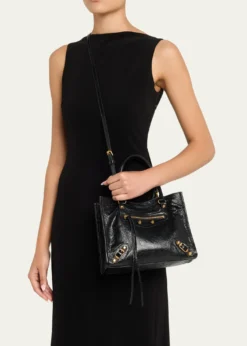 BalenciagaArena Crinkled Leather Top-Handle Bag