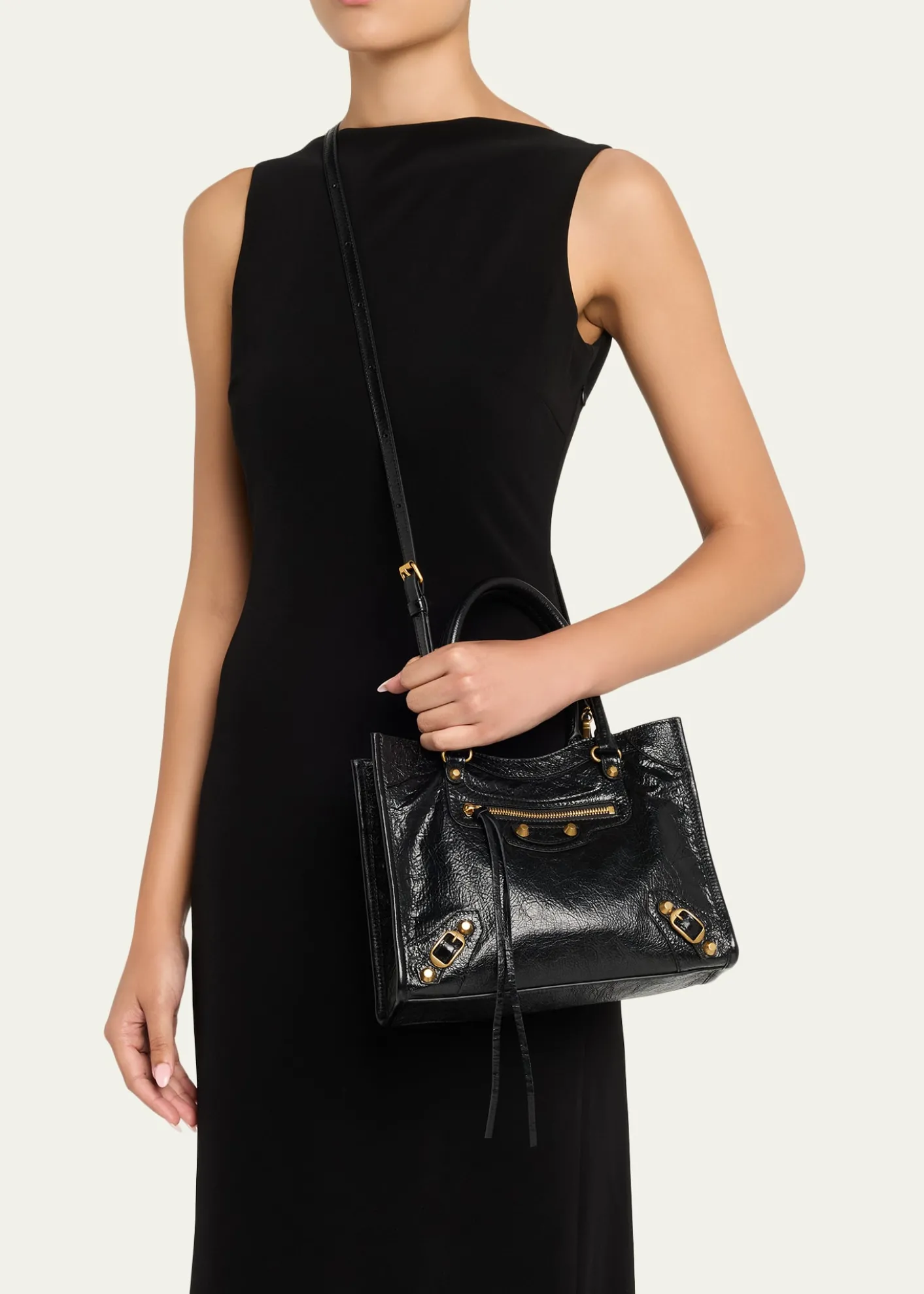 BalenciagaArena Crinkled Leather Top-Handle Bag