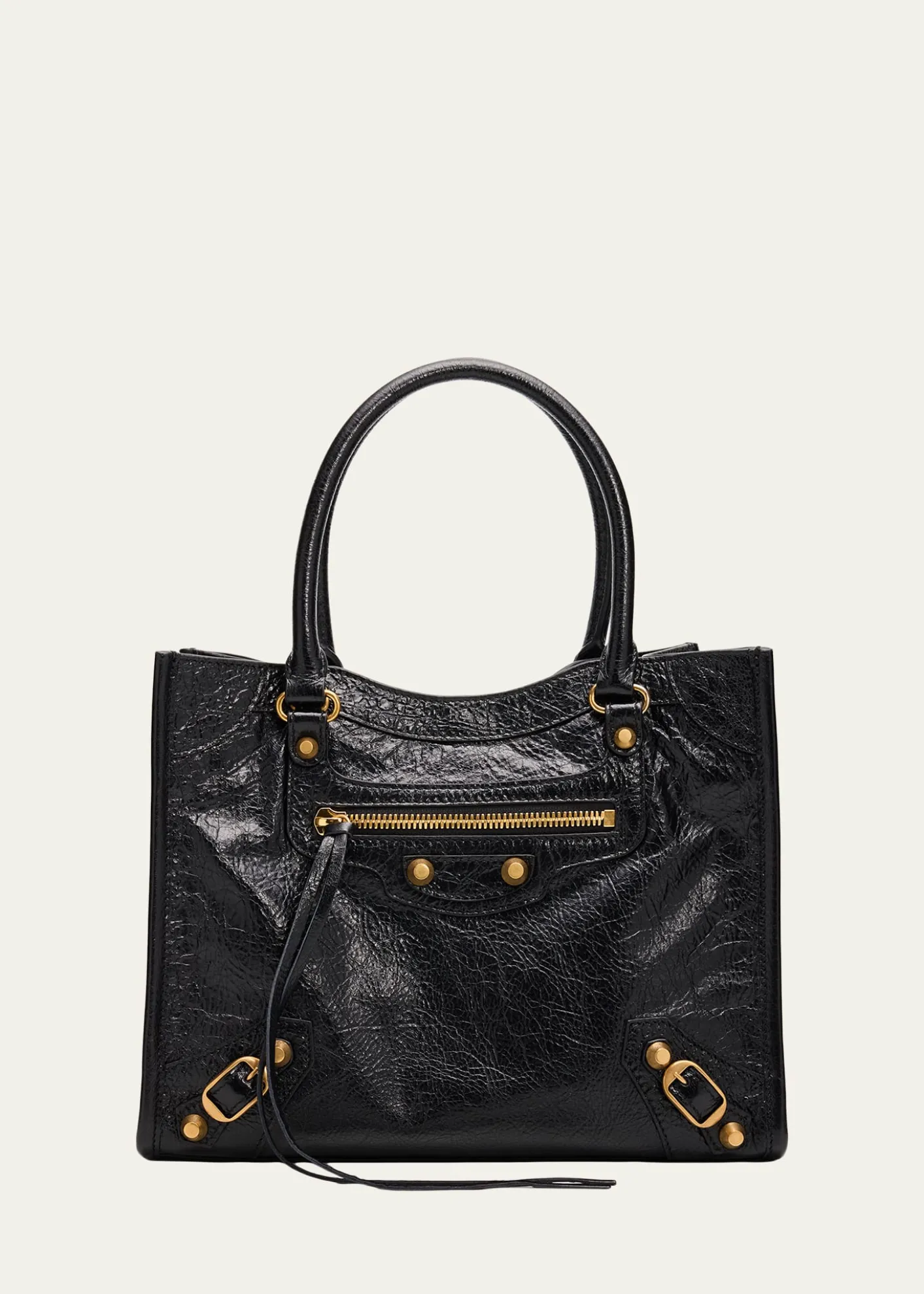 BalenciagaArena Crinkled Leather Top-Handle Bag
